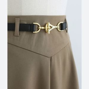 Gold Hook Belt Nude Leather